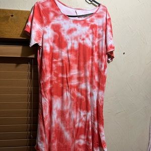 Pink/White Tie Dye Maxi Dress